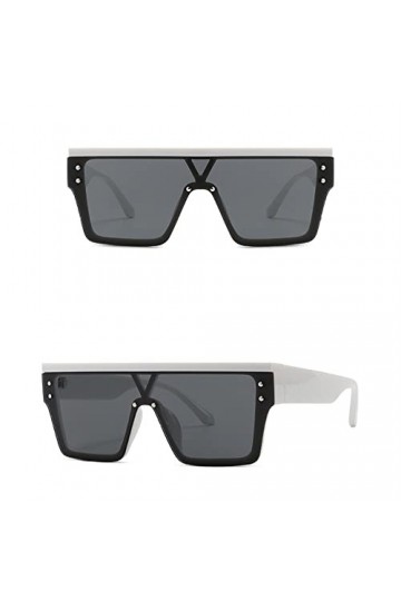 HCHES Mode lunettes de soleil carrées surdimensionnées femmes luxe plat haut Rivet dégradé lunettes de soleil hommes lunettes