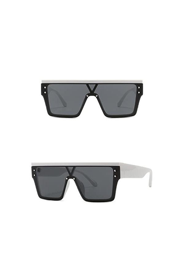 HCHES Mode lunettes de soleil carrées surdimensionnées femmes luxe plat haut Rivet dégradé lunettes de soleil hommes lunettes