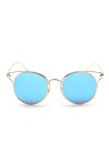 TEYUN Vintage Métal cerclées Cat Eyes Lunettes de soleil de couleur Protection UV lentille for lextérieur Conduite vacances 