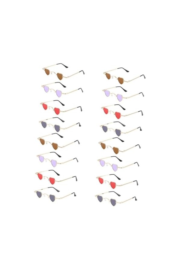 Toyvian 16 Pièces Lunettes De Soleil Coeur Célibataire Lunettes Sans Monture En Métal Lunettes De Forme Bizarre Lunettes De S