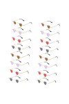 Toyvian 16 Pièces Lunettes De Soleil Coeur Célibataire Lunettes Sans Monture En Métal Lunettes De Forme Bizarre Lunettes De S
