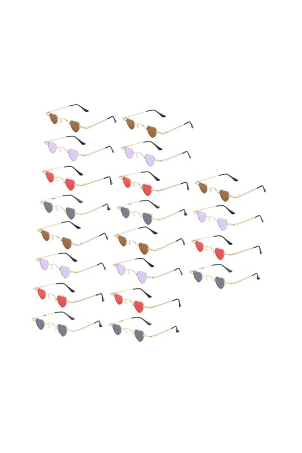Toyvian 16 Pièces Lunettes De Soleil Coeur Célibataire Lunettes Sans Monture En Métal Lunettes De Forme Bizarre Lunettes De S