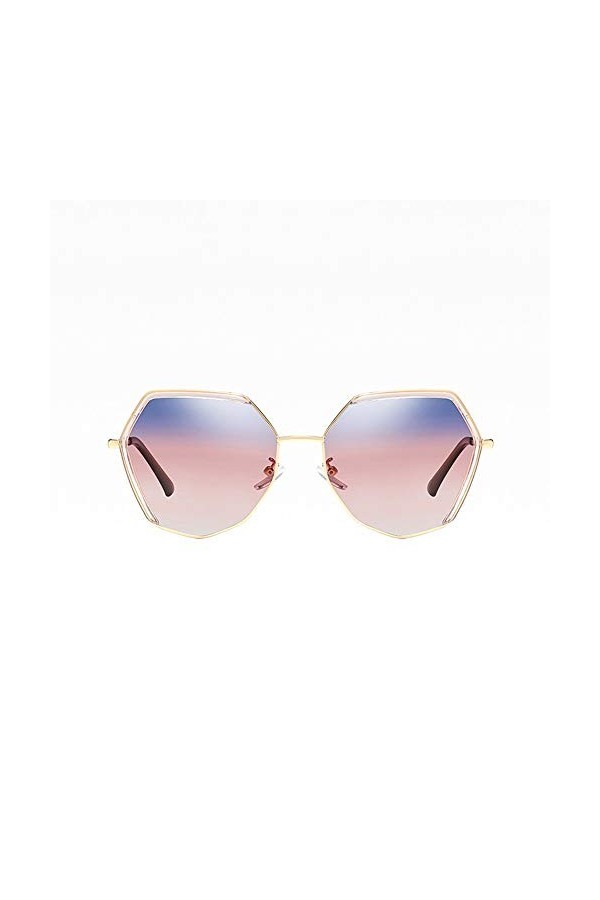 Raxinbang Lunettes de Soleil Nouvelles Dames Lunettes De Soleil Polarisées Mode Polygone Cadre Lunettes en Métal Voyage en Pl