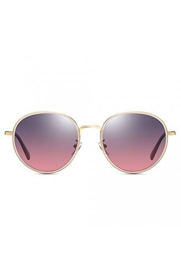 Raxinbang Lunettes de Soleil Nouvelles Lunettes De Soleil Polarisées for Dames De Mode Cadre Rond Transparent Lunettes De Con