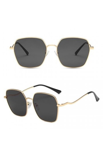 Lot de 2 paires de lunettes de soleil en métal pour femme monture dorée grise 