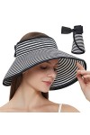 Maylisacc Large Brim Chapeau en Paille Foldable Casquette Visière UPF 50+ Protection pour Plage Beige