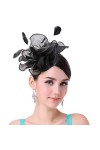 Brawlady Chapeau bibi en organza, fleur avec clips, Kentucky Derby, cocktail, thé pour femmes et filles, 5349 Bleu lac