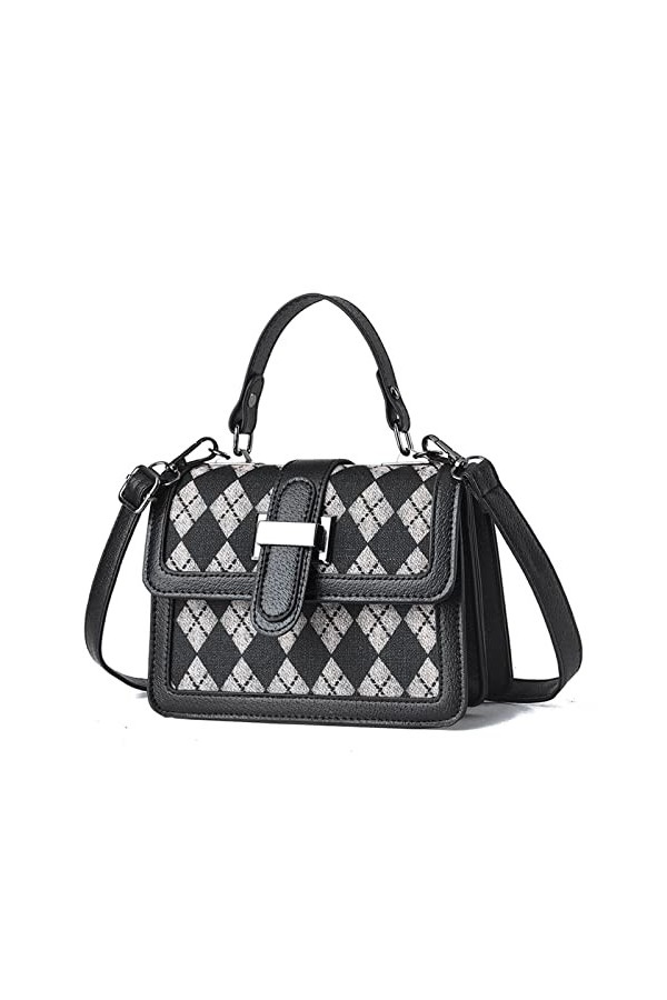 FANDARE Mode Sac à Main Femme Damier Sac à Bandouliere PU Cuir Sacs Portés Épaule Sac Fourre Sacoche Étanche Sac Messager pou