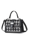FANDARE Mode Sac à Main Femme Damier Sac à Bandouliere PU Cuir Sacs Portés Épaule Sac Fourre Sacoche Étanche Sac Messager pou