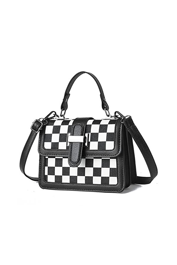 FANDARE Mode Sac à Main Femme Damier Sac à Bandouliere PU Cuir Sacs Portés Épaule Sac Fourre Sacoche Étanche Sac Messager pou