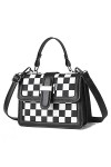 FANDARE Mode Sac à Main Femme Damier Sac à Bandouliere PU Cuir Sacs Portés Épaule Sac Fourre Sacoche Étanche Sac Messager pou