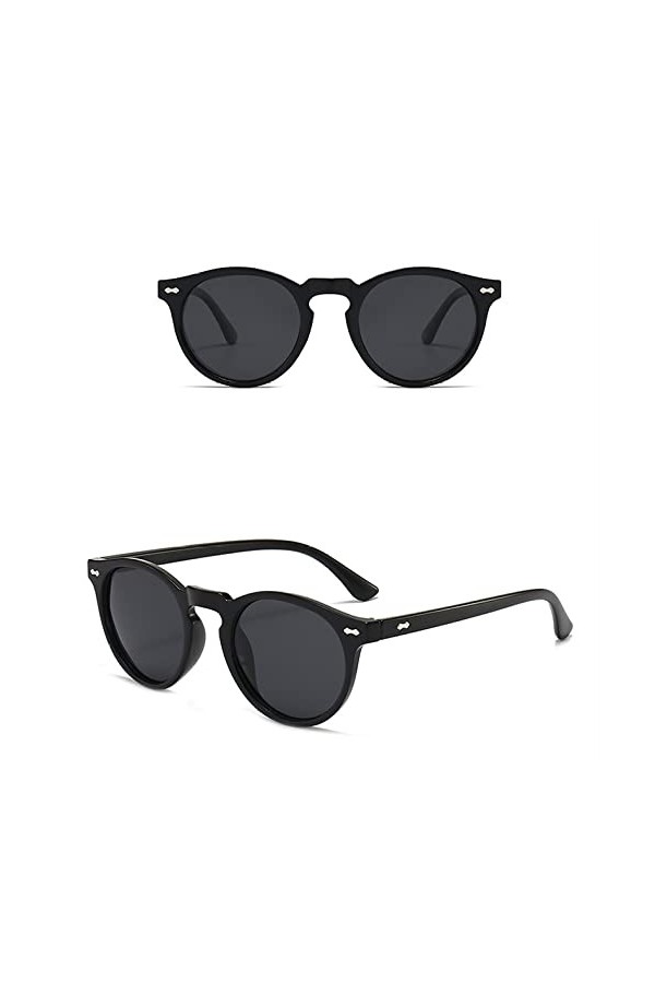 HCHES Lunettes de soleil polarisées femmes hommes Vintage lentille ronde PC cadre concepteur conduite lunettes de soleil Ocul