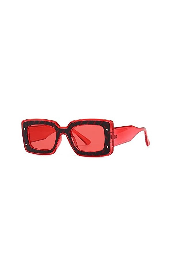 HCHES Rétro dames lunettes de soleil UV400 léopard cadre épais lunettes de soleil carrées pour femmes femmes été Style cadeau