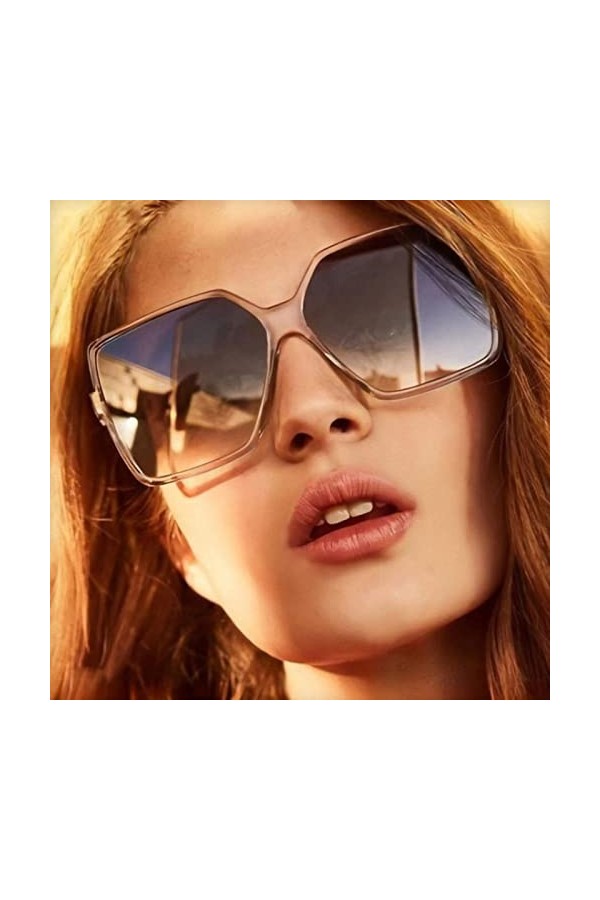 Lunettes Pour Femmes Lunettes De Soleil Unisexe Surdimensionné Carré Rétro Grand Cadre Lunettes De Soleil À Dessus Plat Lunet