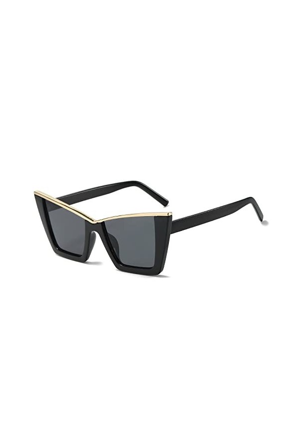 HPIRME Lunettes de soleil yeux de chat carrées surdimensionnées vintage pour femmes lunettes de soleil dégradées noires nuanc