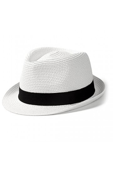 Hcimooy Short Brim Chapeau de Paille Panama Fedora Beach Sun Triangle Chapeau de Vacances Gentleman Roll up Chapeau dété