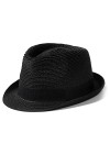 Hcimooy Short Brim Chapeau de Paille Panama Fedora Beach Sun Triangle Chapeau de Vacances Gentleman Roll up Chapeau dété