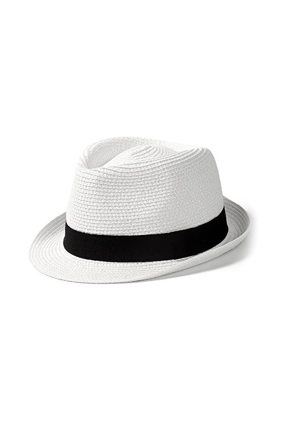 Hcimooy Short Brim Chapeau de Paille Panama Fedora Beach Sun Triangle Chapeau de Vacances Gentleman Roll up Chapeau dété