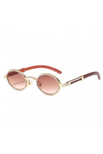Cristal Cadre De Luxe Brillant Lunettes De Soleil Pour Femmes Vintage Petit Ovale Bois Jambe Strass Lunettes De Soleil Hommes