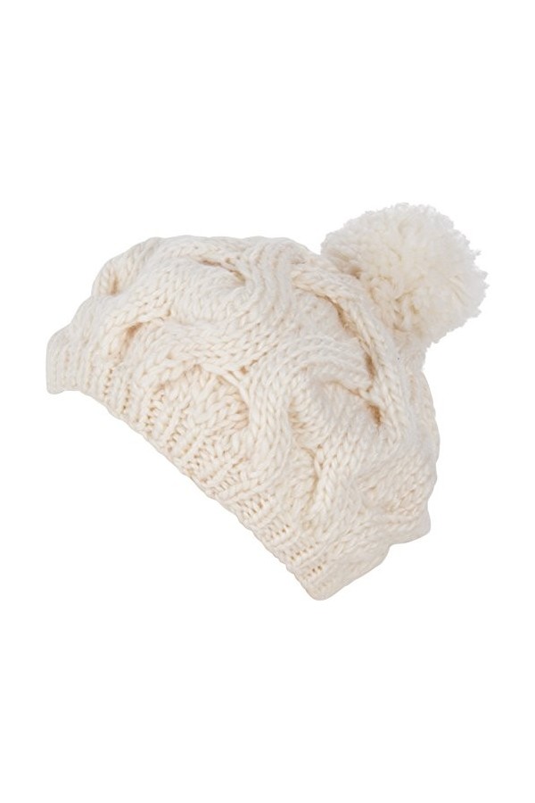 Sakkas Bonnet Mou Mode Épais Maille Torsadée avec Pompons-Rouge/One Size