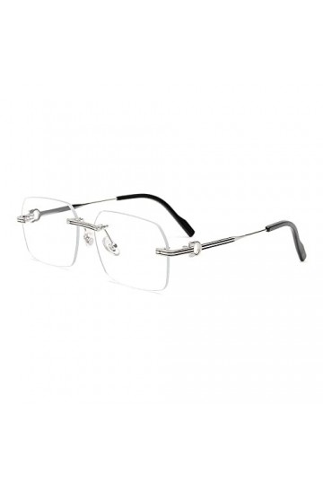 HCHES Lunettes de soleil sans monture hommes Rectangle noir rétro carré lunettes de soleil sans cadre pour hommes Gafas De So