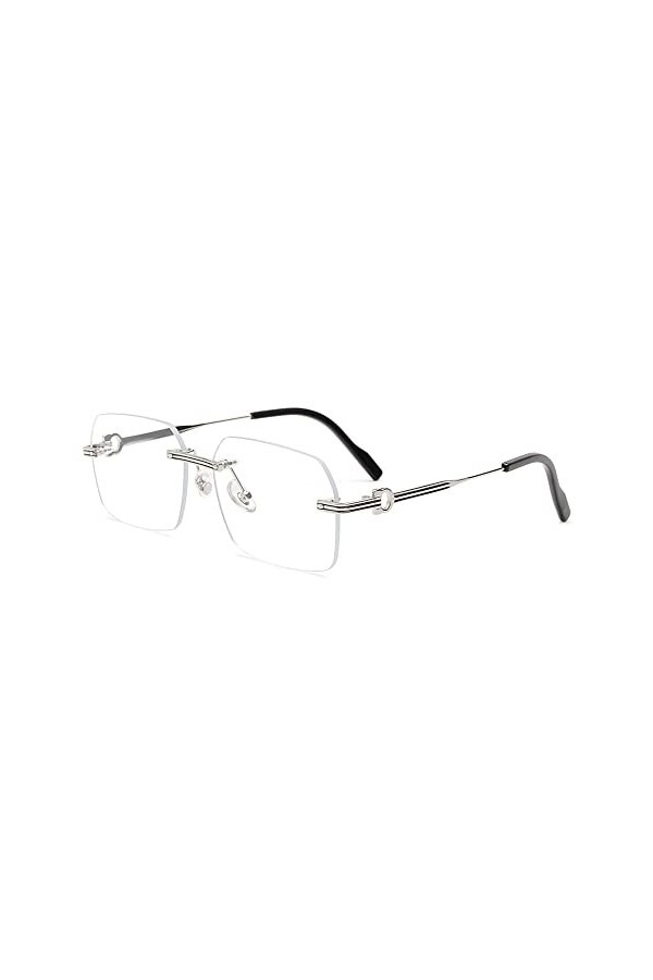 HCHES Lunettes de soleil sans monture hommes Rectangle noir rétro carré lunettes de soleil sans cadre pour hommes Gafas De So