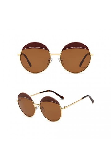 HCHES Lunettes de soleil rondes Vintage femmes lunettes de soleil Design lunettes femme conduite lunettes, 4, taille unique