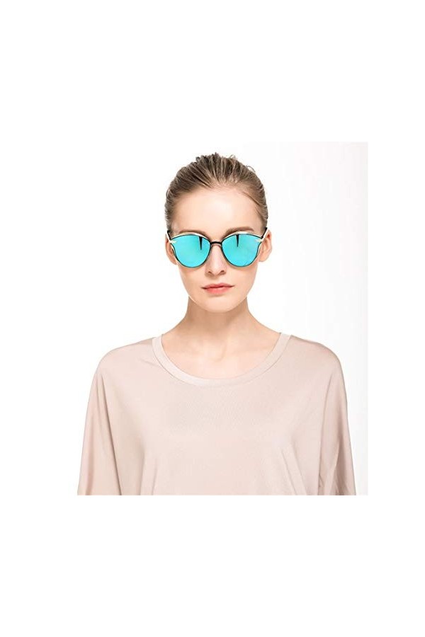 ANICHE Lunettes de Soleil pour Femmes, 2021 Métal Couleur Dazzle Classique Retro Lunettes de Soleil polarisées Femmes Vintage