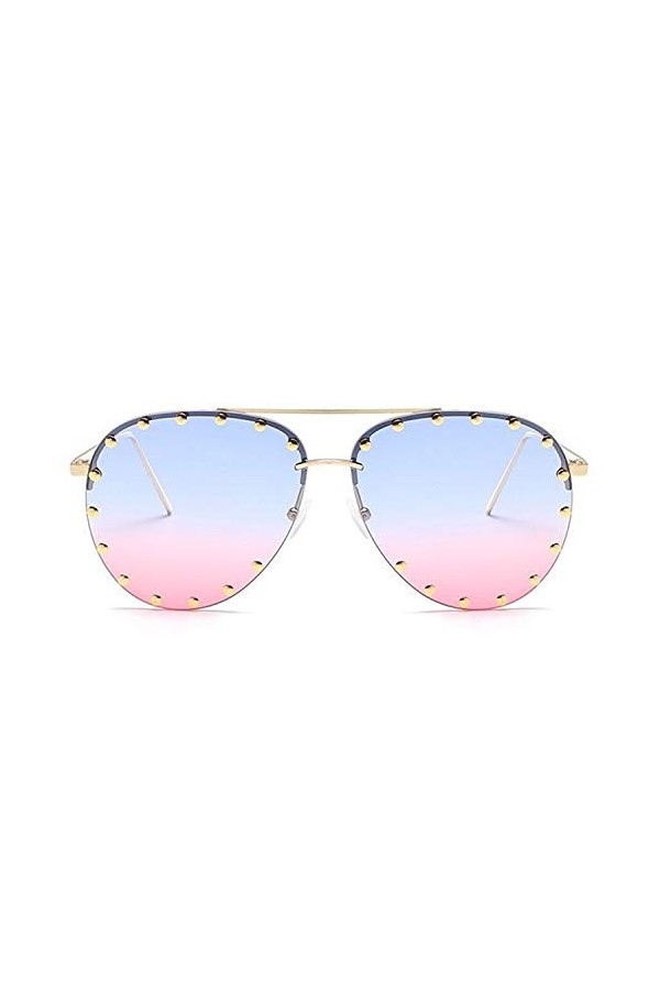 ANICHE Lunettes de Soleil pour Femmes, Femmes Luxe Personnalité SunglassesLadies Métal Rivet Lunettes de Soleil Lunettes Shad