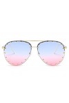 ANICHE Lunettes de Soleil pour Femmes, Femmes Luxe Personnalité SunglassesLadies Métal Rivet Lunettes de Soleil Lunettes Shad