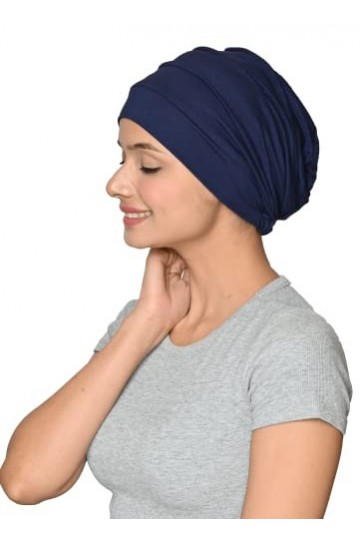 SAKUCHI Bonnet Snood Bonnet en bambouu pour Femme, Bleu Marine, Taille L