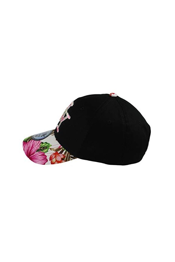 Casquette NY Femme Hip hop Baseball Snapback Modèle Roses Cap réglable visière Arrondie rose1 