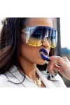 XINGYU Lunettes de Soleil Femmes surdimensionné Bleu Jaune dégradé Rouge sans Monture en métal Femme Grand Lunettes de Soleil