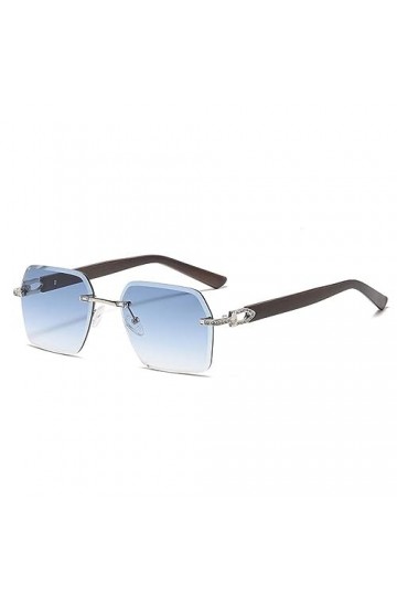 MUTYNE Lunettes de soleil carrées vintage sans monture femmes cristal strass lunettes de soleil sans cadre pour hommes mode l