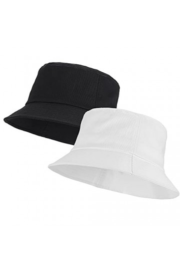 Umeepar - Chapeau bob unisexe 100 % coton - chapeau de soleil pliable - Blanc - Medium