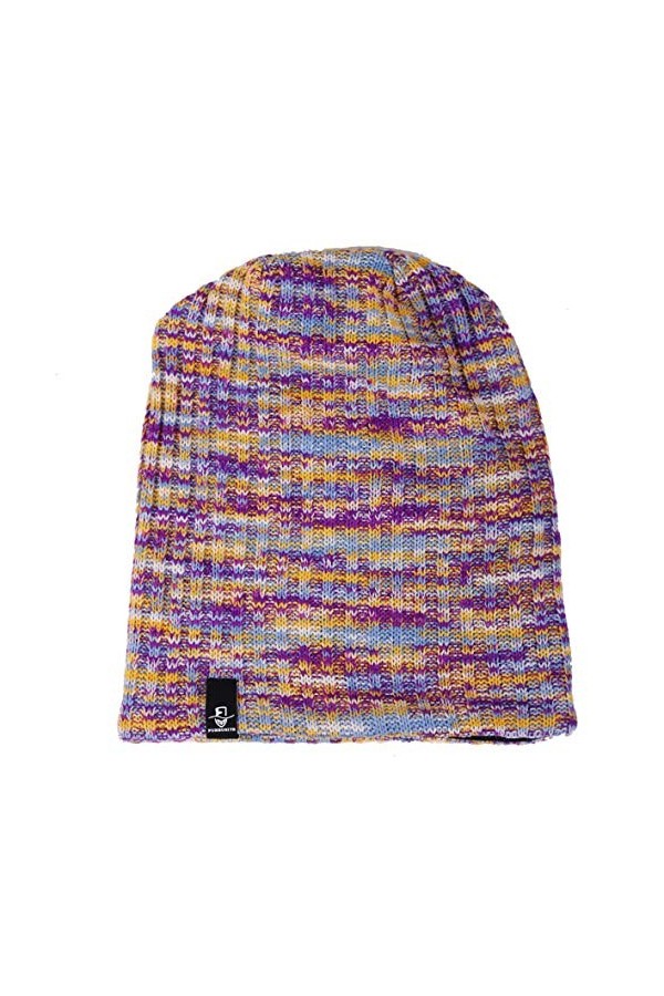 Ruphedy Bonnet Femmes Long Slouchy Oversized Béret Bonnet Tricot Hiver Chapeau B08w 309w-Purple/Multi
