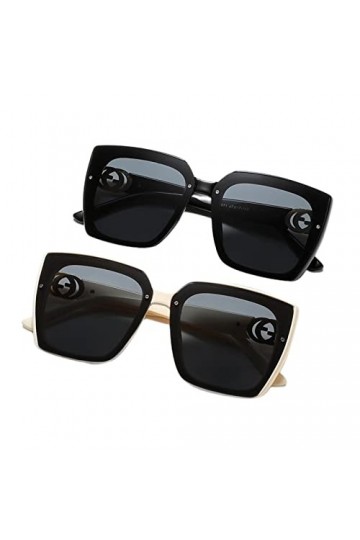 CCTUNG Lunettes de Soleil Dames Femmes Grand Cadre Lunettes De Soleil Euro - Américain Mode Anti - UV Lunettes-Brown-Grey Bro