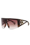 Lunettes de Soleil Une pièce pour Femmes Vintage arqué carré Lunettes de Soleil Hommes Jambe Large sans Monture Hip Hop Lunet