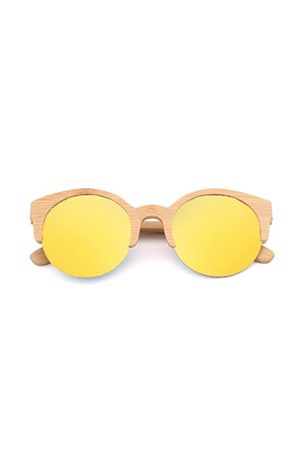 hdsrf Lunettes de Soleil Femme UV 400 en Bois de Bambou Naturel avec boîte-Cadeau