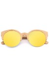 hdsrf Lunettes de Soleil Femme UV 400 en Bois de Bambou Naturel avec boîte-Cadeau