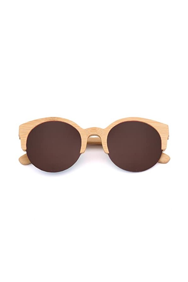 hdsrf Lunettes de Soleil Femme UV 400 en Bois de Bambou Naturel avec boîte-Cadeau