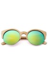 hdsrf Lunettes de Soleil Femme UV 400 en Bois de Bambou Naturel avec boîte-Cadeau