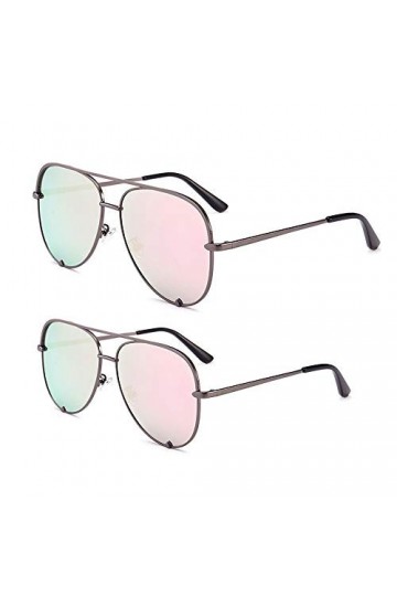 SORVINO Lunettes de soleil aviateur classiques surdimensionnées pour femme, protection UV400, Lot de 2 roses, Large
