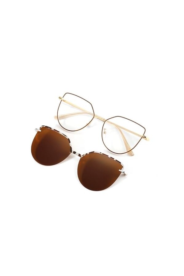 Lunettes de Soleil Oeil de Chat à Rabat pour Femmes Lunettes Anti-lumière Bleue Montures Polarisées Clip Magnétique Dames Mod