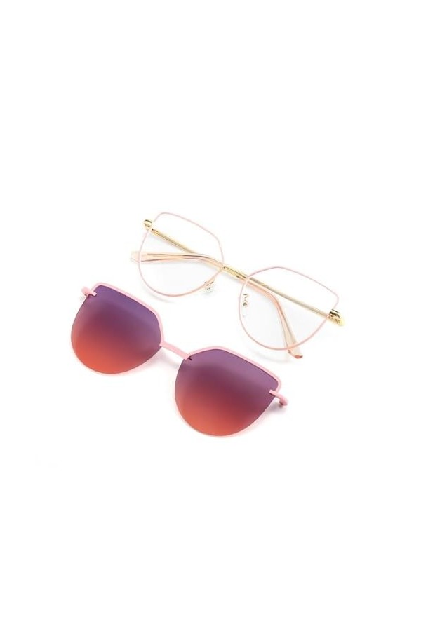 Lunettes de Soleil Oeil de Chat à Rabat pour Femmes Lunettes Anti-lumière Bleue Montures Polarisées Clip Magnétique Dames Mod