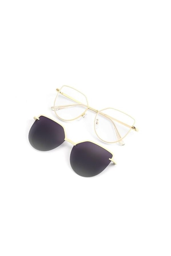 Lunettes de Soleil Oeil de Chat à Rabat pour Femmes Lunettes Anti-lumière Bleue Montures Polarisées Clip Magnétique Dames Mod