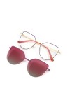 Lunettes de Soleil Oeil de Chat à Rabat pour Femmes Lunettes Anti-lumière Bleue Montures Polarisées Clip Magnétique Dames Mod