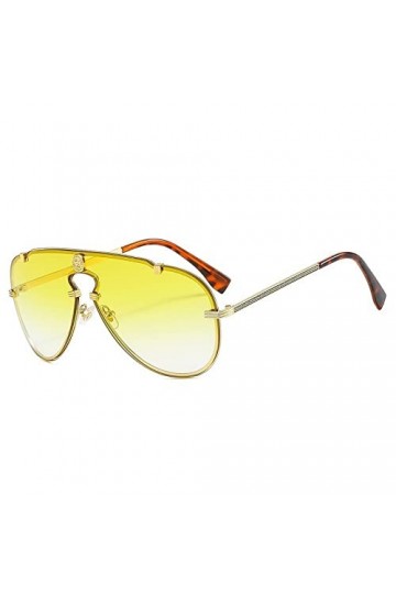 Lunettes de soleil Vintage One Piece en alliage pour femmes Lunettes de soleil marron dégradé Hommes Conduite Lunettes Lady S