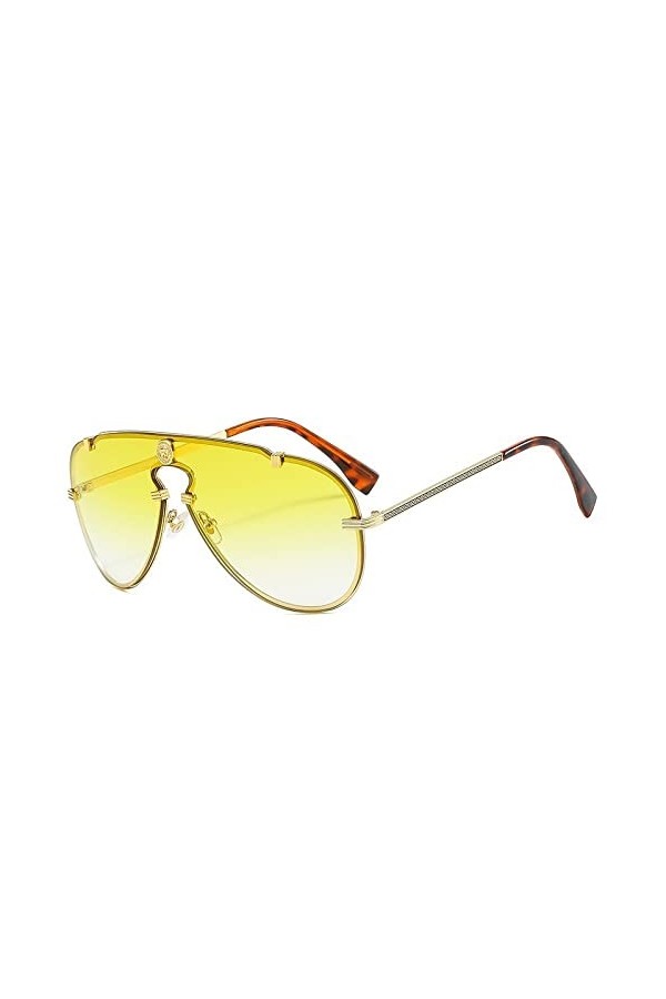 Lunettes de soleil Vintage One Piece en alliage pour femmes Lunettes de soleil marron dégradé Hommes Conduite Lunettes Lady S