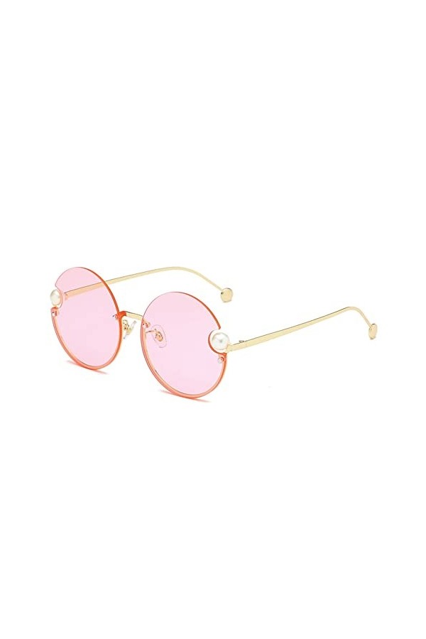 HPIRME Lunettes de soleil rondes sans monture femme monture en métal rétro nuances pour femmes lunettes de soleil vintage UV4